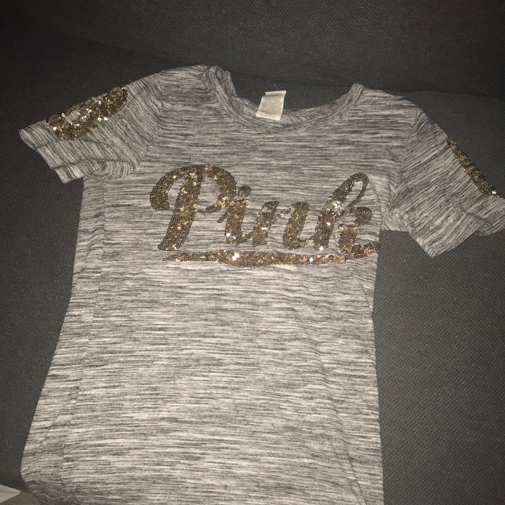 Cute sequined vs pink tee
